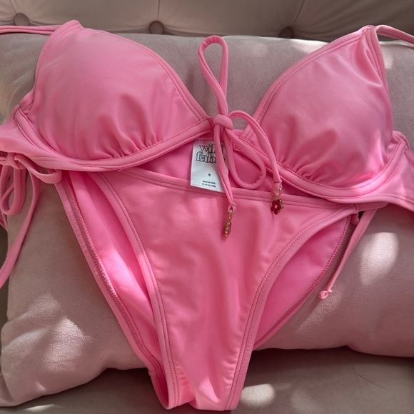 wild fable Other - Pink Two-Piece Bikini Set with Tie Detail